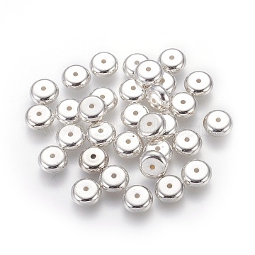 CCB Plastic Beads, Flat Round, Silver Color Plated, 8x3.5mm, Hole: 1mm(CCB-K007-054S)