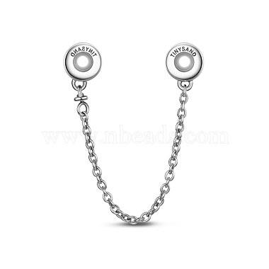 TINYSAND 925 Sterling Silver Round Safety Chains & Beads(TS-S-106)-2