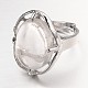 Adjustable Oval Gemstone Wide Band Rings(X-RJEW-L062-01D)-2