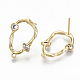 Brass Micro Pave Clear Cubic Zirconia Stud Earring Findings(KK-T062-48G-NF)-2