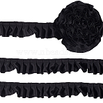 10M Polyester Ruffled Trimming, for Doll Clothes, Lolita Costume Accessories, Black, 1-5/8 inch(40mm)(OCOR-GF0004-57E)