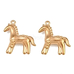 201 Stainless Steel Pendants, Horse Charms, Golden, 23x23x5.5mm, Hole: 1.3mm(SA-CBA9448-02B-G)