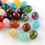 Oval Imitation Gemstone Acrylic Beads, Mixed Color, 15x13mm, Hole: 2.5mm(X-OACR-R038-M)