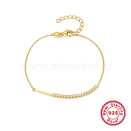 925 Sterling Silver Link Bracelet, with Cubic Zirconia Tennis Chains, with S925 Stamp, Real 18K Gold Plated, 6-3/4 inch(17cm)(OK5115-2)