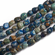 Natural Chrysocolla and Lapis Lazuli Beads Strands, Tumbled Stone, Nuggets, 10~15x7.5~11.5x7.5~12.5mm, Hole: 1mm, about 36pcs/Strand, 15.67 inch(39.8 cm)(X-G-D0002-D52)