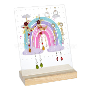 Acrylic & Wood Earring Displays, Rectangle with Rainbow Pattern, Colorful, 20.2x8x25.8cm(EDIS-WH0016-01)