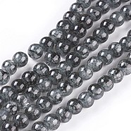 Spray Painted Glass Beads Strands, Round, Black, 6~6.5mm, Hole: 1mm, about 137pcs/strand, 31.8 inch(81cm)(GLAA-A038-B-63)