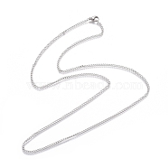 Unisex 304 Stainless Steel Curb Chain/Twisted Chain Necklaces, with Lobster Claw Clasps, Stainless Steel Color, 23.4 inch(59.5cm)(STAS-D0002-34P)