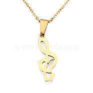 201 Stainless Steel Pendants Necklaces, with Cable Chains and Lobster Claw Clasps, Musical Note, Golden, 17.71 inch(45cm), 1.5mm(NJEW-S105-JN720-45-2)