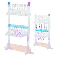 Laser Style Acrylic Earring Display Stands, Holds Up to 16 Pairs, 2-Tier Earring Organizer Holder, Coat Hanger Shapes, Colorful, Finish Product: 2.3x7x30cm, about 21pcs/set(EDIS-WH0029-31)