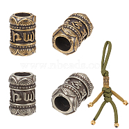 4Pcs 2 Colors Outdoor EDC Tool Brass Parachute Rope European Beads, Large Hole Beads, Column with Runes, Mixed Color, 14.5x10mm, Hole: 5.5mm, 2pcs/color(KK-NB0003-55)