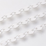 304 Stainless Steel Links Chains, Flat Round, Soldered, with Spool, Stainless Steel Color, 6mm, link: 6x0.3mm, about 32.8 Feet(10m)/roll(CHS-G009-01B-P)