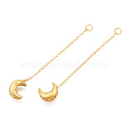 Brass Beads, with Chain, Cadmium Free & Nickel Free & Lead Free, Moon, Real 18K Gold Plated, 70mm(KK-N232-307)