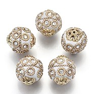Handmade Indonesia Beads, with Metal Findings, Light Gold Color Plated, Round, White, 20~21x19~20mm, Hole: 1.5mm(IPDL-P003-17O)