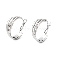 202 Stainless Steel Hoop Earrings, with 304 Stainless Steel Pins, Stainless Steel Color, 32x9.5mm(EJEW-A041-02P)