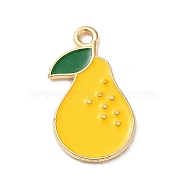 Alloy Enamel Pendants, Light Gold, Fruit, Pear, 21x12x1mm, Hole: 1.6mm(ENAM-E064-25KCG-11)