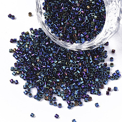 11/0 Grade A Glass Seed Beads, Cylinder, Uniform Seed Bead Size, Iris, Colorful, 1.5x1mm, Hole: 0.5mm, about 2000pcs/10g(X-SEED-S030-0005)