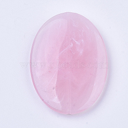 Acrylic Beads, Imitation Gemstone Style, Two Tone Color, Oval, Pearl Pink, 40x29x5.5mm, Hole: 1.5mm, about 170pcs/500g(OACR-S017-52F)