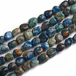 Natural Chrysocolla and Lapis Lazuli Beads Strands, Nuggets, 10~15x7.5~11.5x7.5~12.5mm, Hole: 1mm, about 36pcs/Strand, 15.67 inch(39.8 cm)(X-G-D0002-D52)