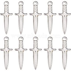 20Pcs 304 Stainless Steel Pendants, Sword, Stainless Steel Color, 24x9x4mm, Hole: 1.8mm(STAS-SC0004-40)