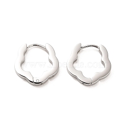 202 Stainless Steel Hoop Earrings, with 304 Stainless Steel Pins, Flower, 15.5x3x16mm(EJEW-C076-06E-P)