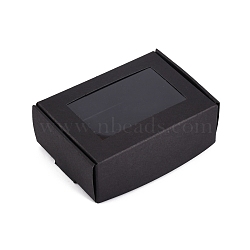 Craft Paper Boxes, with Windows, Rectangle, Black, 6.2x8.7x3cm(CON-WH0086-032)