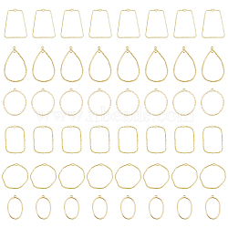 48Pcs 6 Styles Alloy Open Back Bezel Pendants, For DIY UV Resin, Epoxy Resin, Pressed Flower Jewelry, Cadmium Free & Lead Free, Ring & Trapezoid & Teardrop, Mixed Shapes, Light Gold, 35~50x33~42.5x1.7~2mm, Hole: 1.5~1.6mm, 8pcs/style(FIND-DC0002-07)