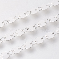 304 Stainless Steel Links Chains, Flat Round, Soldered, with Spool, Stainless Steel Color, 6mm, link: 6x0.3mm, about 32.8 Feet(10m)/roll(CHS-G009-01B-P)