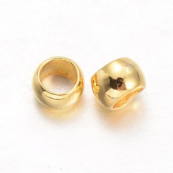Rondelle Brass Crimp Beads, Golden, 2.5x1.5mm, Hole: 1mm, about 10000pcs/200g(KK-L134-32G)