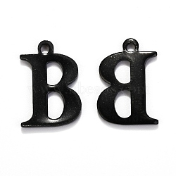 304 Stainless Steel Alphabet Charms, Electrophoresis Black, Letter.B, 12x8x1mm, Hole: 1mm(STAS-H122-B-EB)