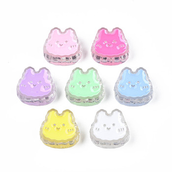 Transparent Acrylic Beads, with Enamel, Rabbit, Mixed Color, 18x19x8mm, Hole: 3mm
