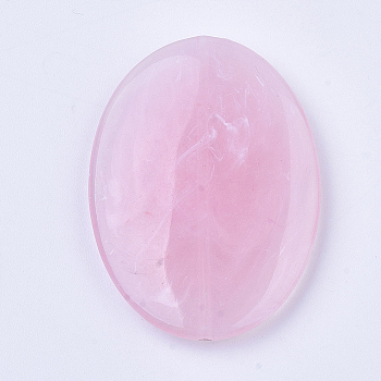 Acrylic Beads, Imitation Gemstone Style, Two Tone Color, Oval, Pearl Pink, 40x29x5.5mm, Hole: 1.5mm, about 170pcs/500g