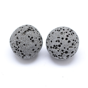 Unwaxed Natural Lava Rock Beads, for Perfume Essential Oil Beads, Aromatherapy Beads, Dyed, Round, No Hole/Undrilled, Black, 16mm