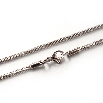 304 Stainless Steel Lantern Chain Necklaces, Stainless Steel Color, 17.5 inch(45cm), 2mm