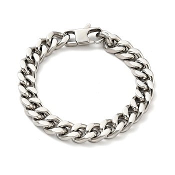 201 Stainless Steel Curb Chain Bracelet for Men Women, Stainless Steel Color, 7-7/8 inch(20.1cm)