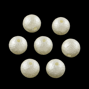 Matte Round ABS Plastic Imitation Pearl Beads, Beige, 8mm, Hole: 1mm