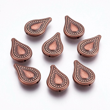 CCB Plastic Beads, Teardrop, Red Copper, 25x16.5x5mm, Hole: 1.5mm