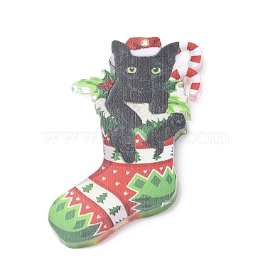 Weihnachtsanhänger aus Acryl in Katzenform(HJEW-E007-01G-05)-4