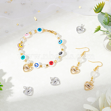 Nbeads 8Pcs 2 Colors Eco-Friendly Brass Micro Pave Clear Cubic Zirconia Charms(ZIRC-NB0001-88)-4