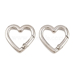 Zinc Alloy Spring Gate Rings, Heart, Platinum, 25x26x3.5mm(AL-CBAC079-03P)