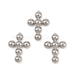 304 Stainless Steel Cabochons, Cross, Stainless Steel Color, 7.5x5.5x1mm(SA-CBAC865-12P)