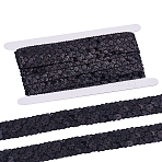 5M Plastic Paillette Beads, Sequins Beads, Ornament Accessories, 3 Rows Paillette Roll, Flat Round, 1Pc Cardboard Display Card, Black, 20x1.2mm, 5m(OCOR-LP0001-22C)