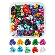 150Pcs Aluminum 3D Rose Flower, Tiny Metal Beads, Mixed Color, 9x5mm, Hole: 1mm(FIND-FS0001-63)
