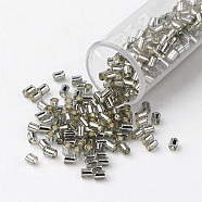 TOHO Japanese Seed Beads, Transparent Glass Bugle Beads, Round Hole, (29) Silver Lined Light Black Diamond, 2x1.7~1.8mm, Hole: 1mm, about 6650pcs/bag, 100g/bag(SEED-F001-A2mm-29)