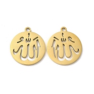 Ion Plating(IP) 304 Stainless Steel Pendants, Flat Round with Allah Charm, Real 18K Gold Plated, 20x17.5x1.5mm, Hole: 1.8mm(STAS-L020-035G)