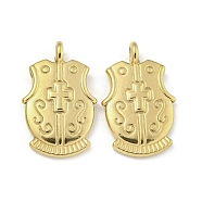 Ion Plating(IP) 304 Stainless Steel Pendants, Waistcoat Charm, Real 18K Gold Plated, 21.5x13x2.5mm, Hole: 1.5mm(STAS-I307-567G)