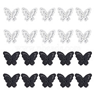 20Pcs 2 Colors Sew on 3D Double Layer Butterfly Appliques, with Plastic Pearl, Polyester Embroidery Appliques, Sewing Craft Decoration, Mixed Color, 56x66x1mm, 10pcs/color(FIND-GO0001-60)