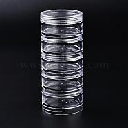 Polystyrene Bead Storage Containers, with 5 Compartments Organizer Boxes, for Jewelry Beads Small Accessories, Column, Clear, 5x11.7cm, compartment: 4.4x1.9cm(CON-Q038-005B)