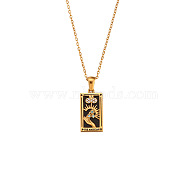 Rhinestone Tarot Card Pendant Necklace with Enamel, Golden Stainless Steel Jewelry for Women, The Magician I, 19.69 inch(50cm)(PW23032741294)
