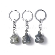 Natural Labradorite Keychains, with Iron Keychain Clasps, Ghost, 8cm(KEYC-P011-04P-09)